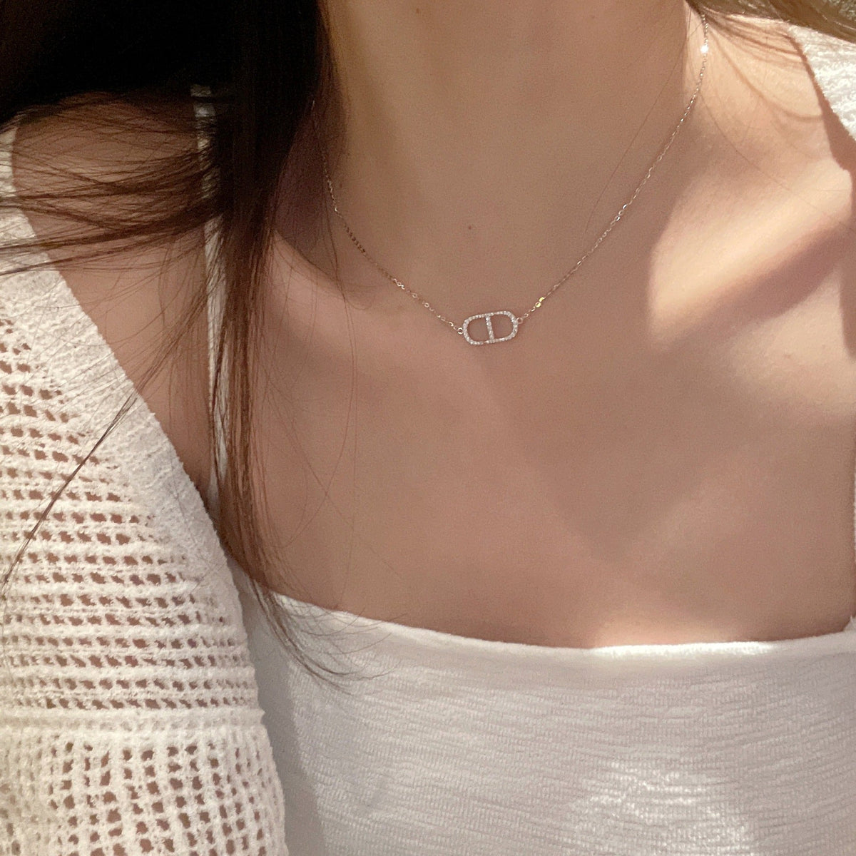 925 sterling silver simple temperament necklace