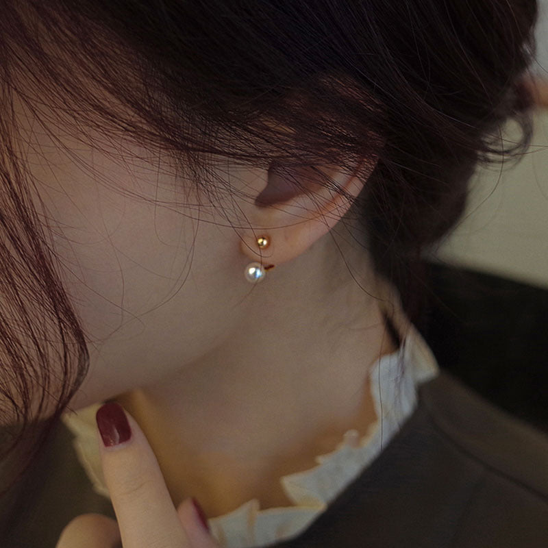 S925 pure silver imitation pearl earrings