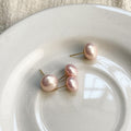 S925 sterling silver cherry blossom pink pearl earrings - golden