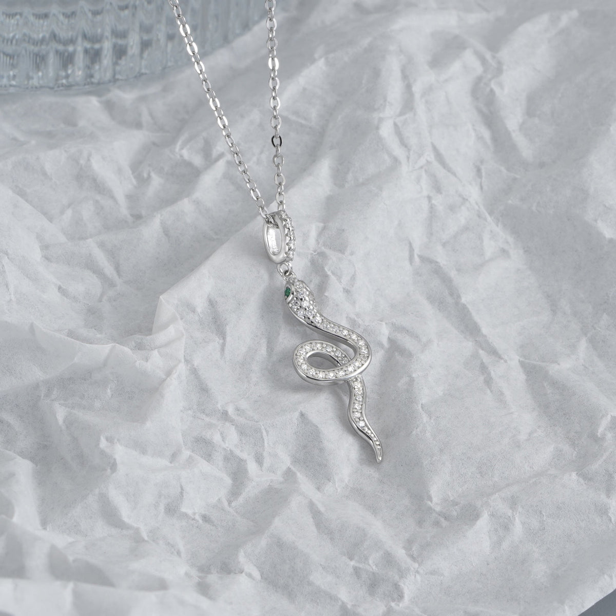 S925 sterling silver snake pendant necklace