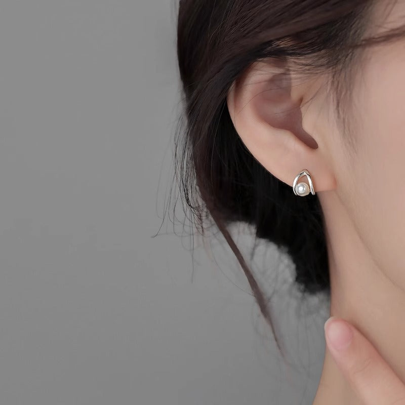 S925 pure silver imitation pearl earrings