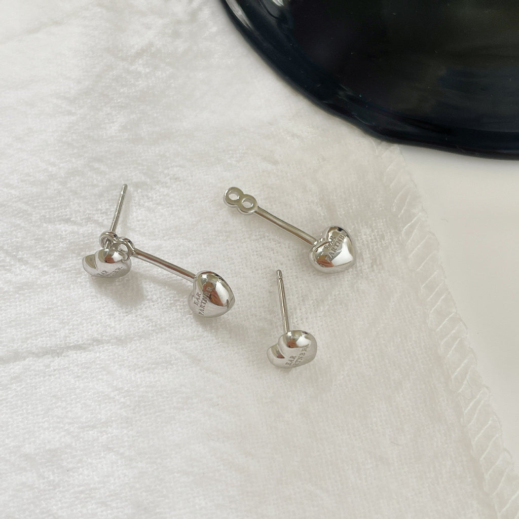 925 sterling silver heart-shaped earrings - silvery