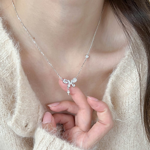 925 sterling silver butterfly shaped pendant necklace