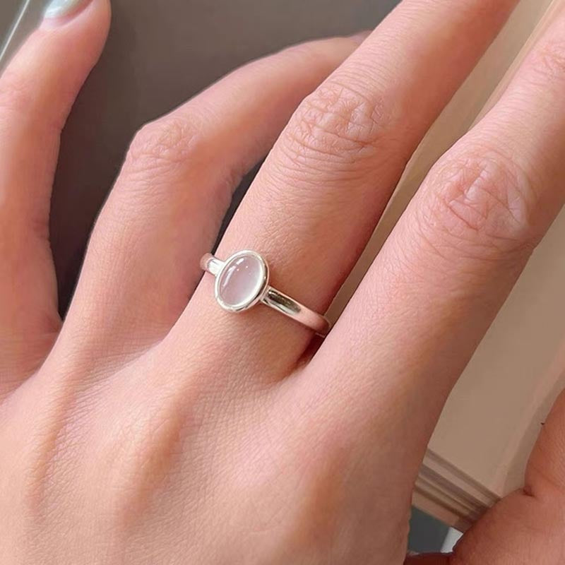 925 sterling silver oval chalcedony open ring
