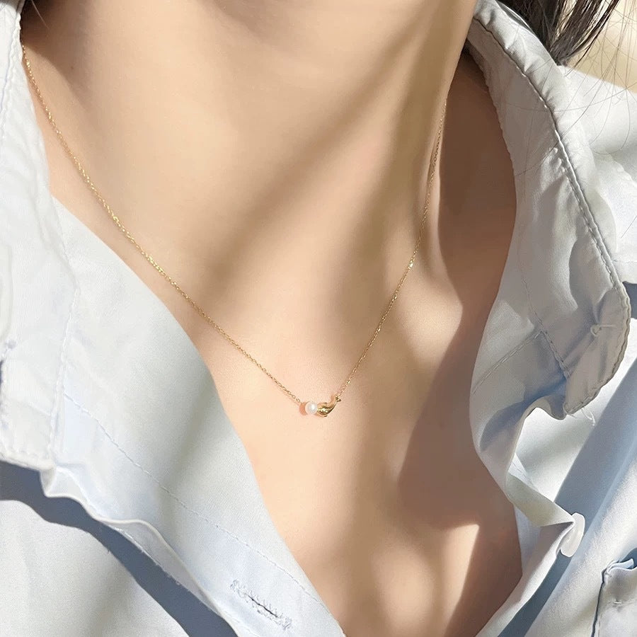 S925 sterling silver dolphin pendant necklace