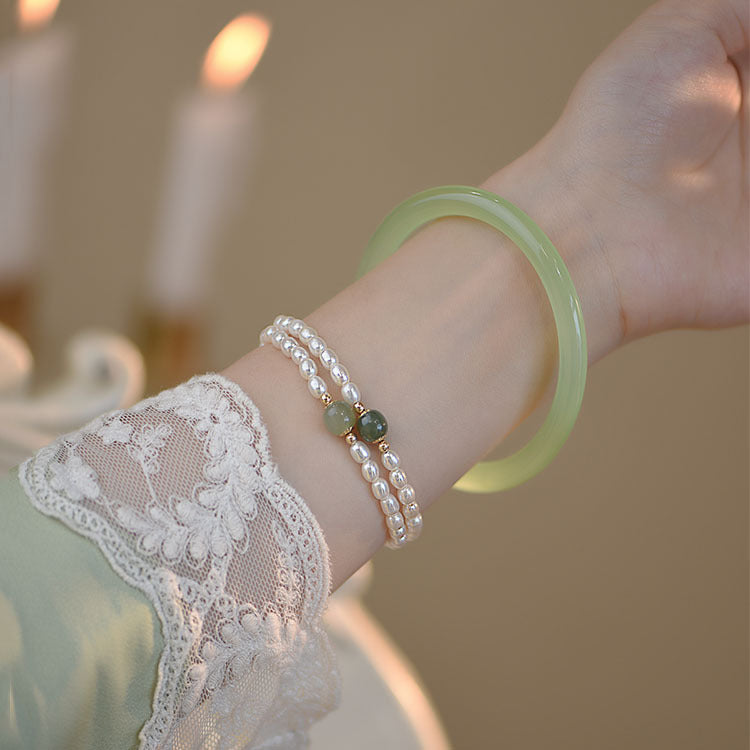 Freshwater Pearl Hotan Jade Bracelet