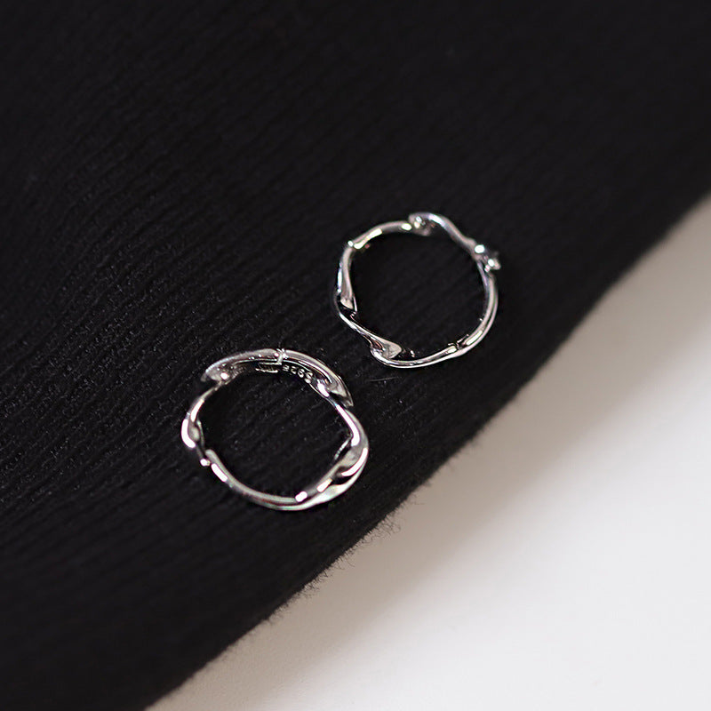 925 sterling silver circle ear buckle - silvery
