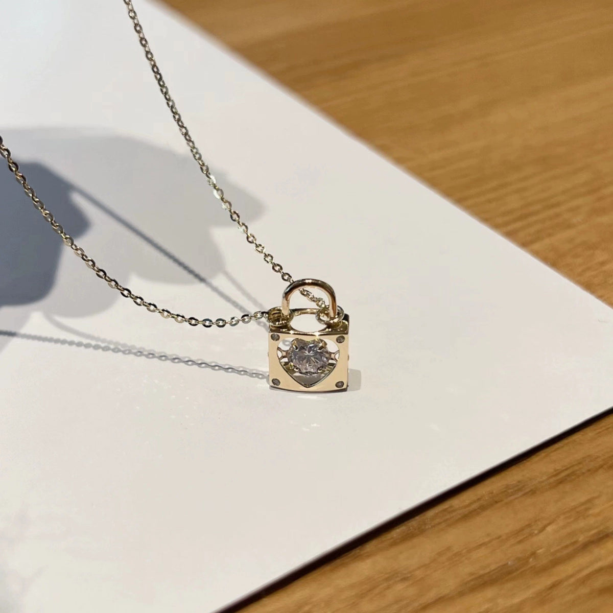 S925 sterling silver heart lock pendant necklace