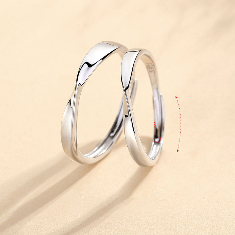 925 sterling silver Mobius ring couple's ring