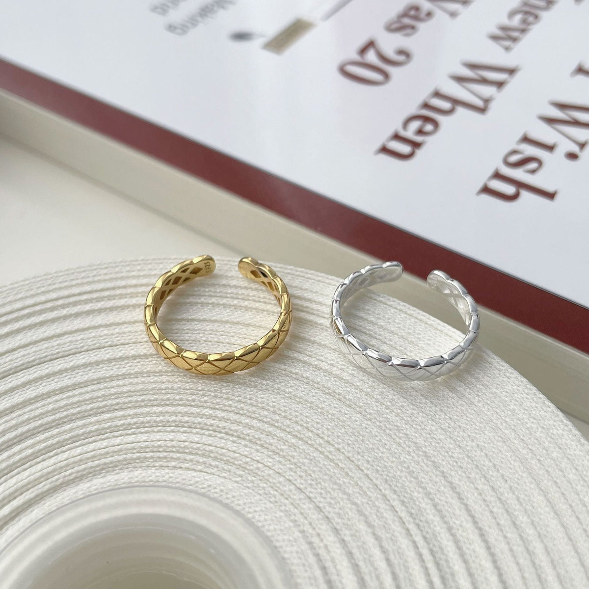 S925 sterling silver striped open ring