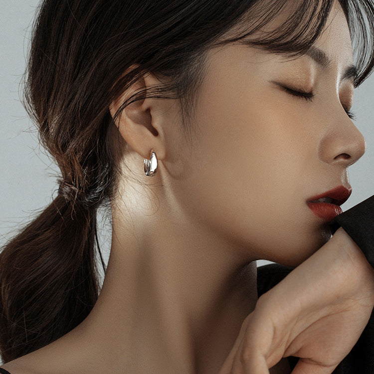 925 sterling silver circle ear buckle - silvery