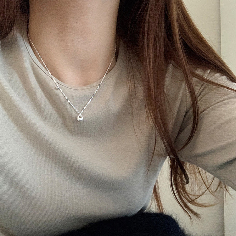 S925 sterling silver pendant necklace - silvery