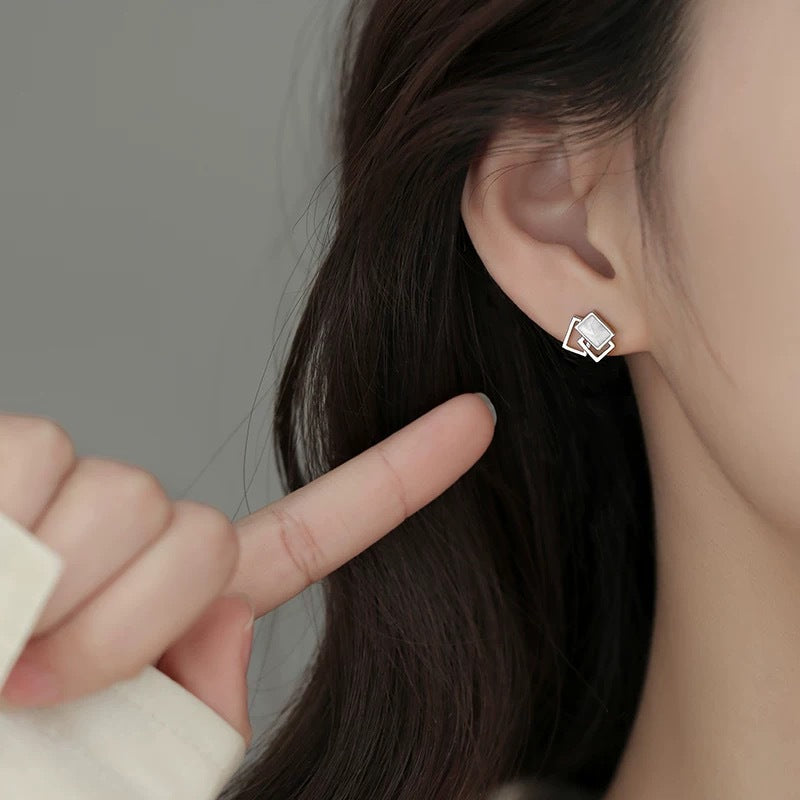 S925 pure silver geometric earrings
