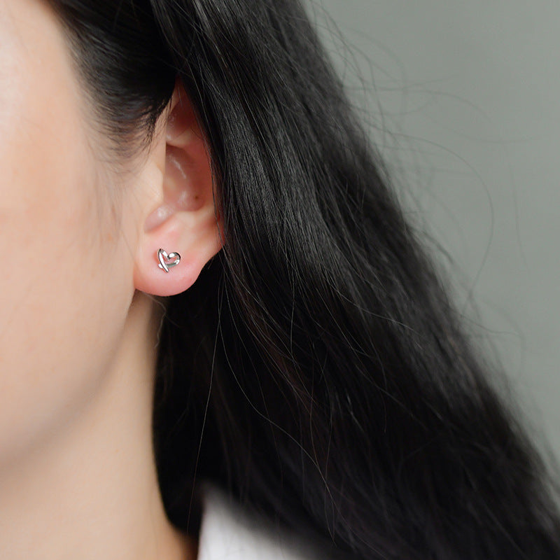 925 sterling silver heart-shaped earrings - silvery