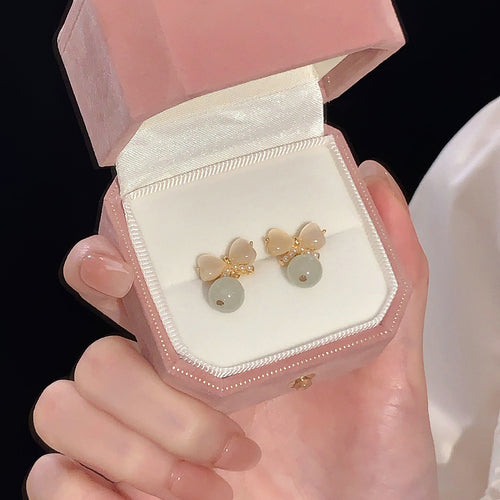 925 sterling silver bowknot earrings - golden
