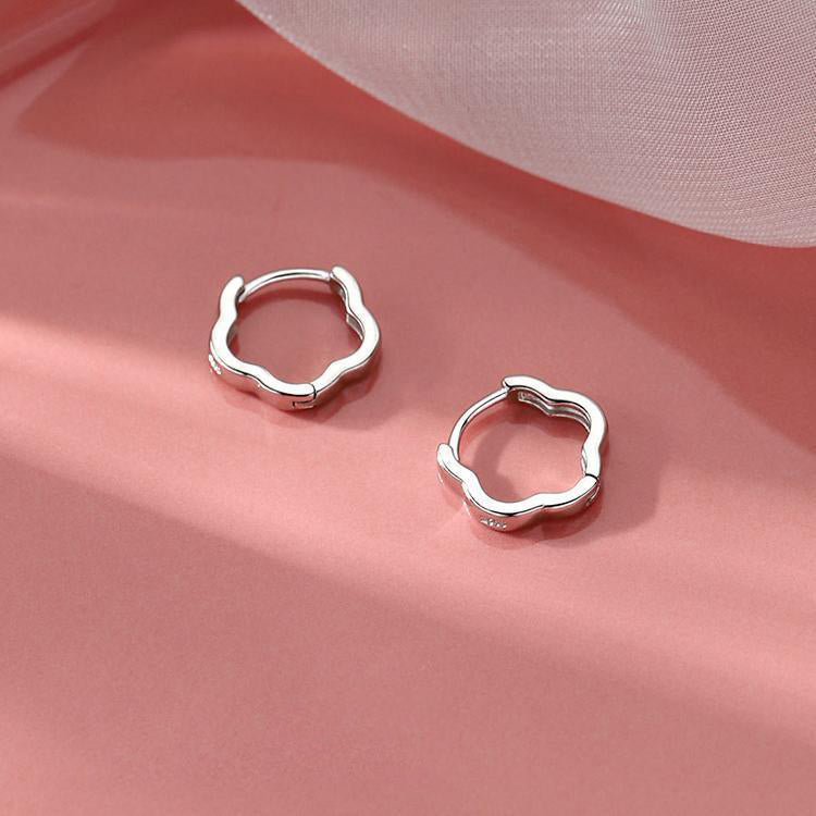 925 sterling silver flower shaped ear buckle - silvery