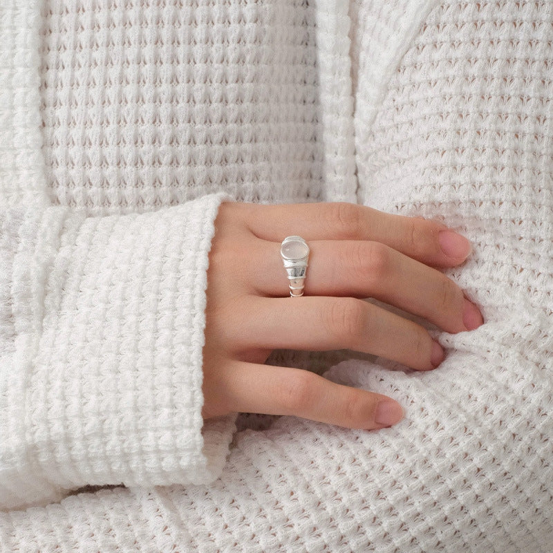 925 sterling silver chalcedony ring - silvery