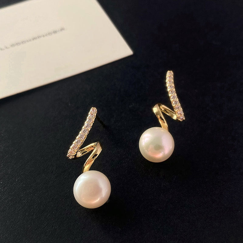 S925 pure silver pearl earrings