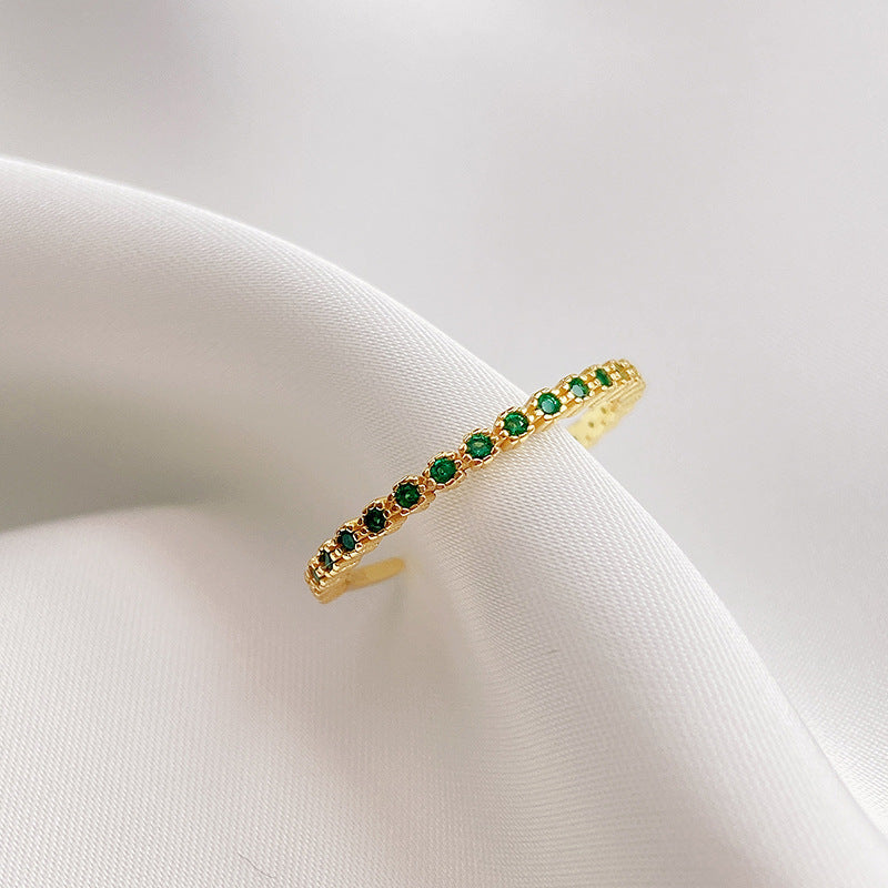 925 sterling silver zircon inlaid open ring