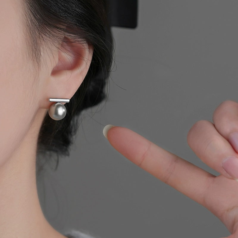 925 sterling silver grey pearl earrings