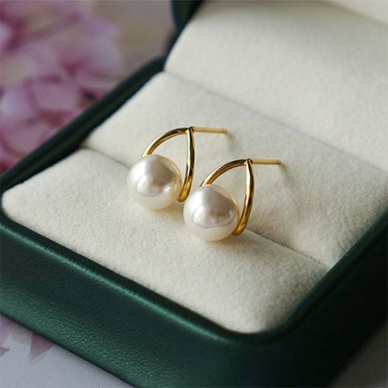 925 sterling silver imitation pearl earrings