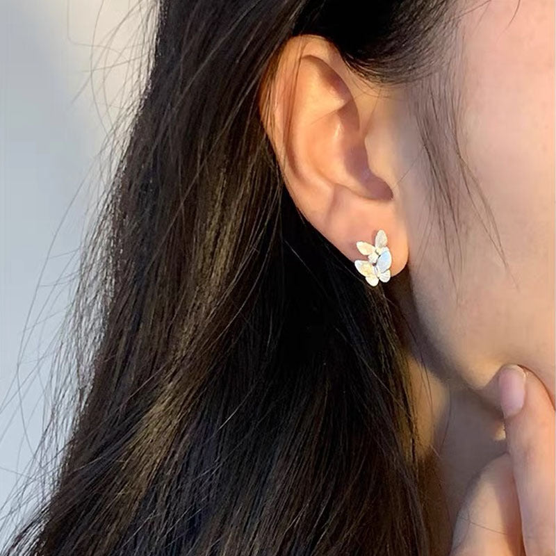 S925 sterling silver butterfly earrings - silvery