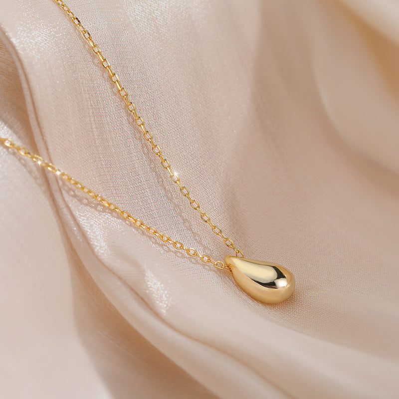 S925 sterling silver water droplet pendant necklace