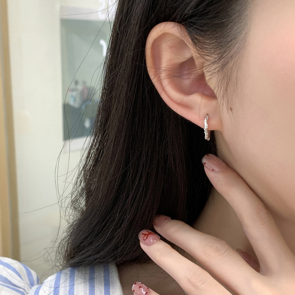 S925 sterling silver earrings with white zirconium rings