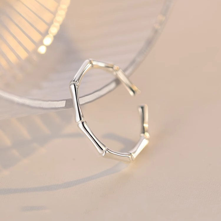 S925 Pure Silver Bamboo Knot Open Ring