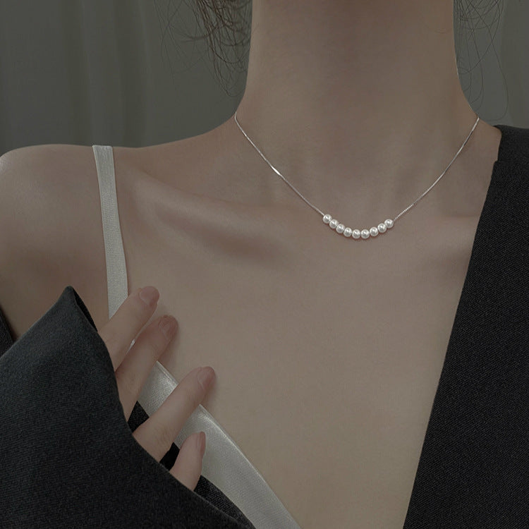 925 sterling silver imitation pearl necklace