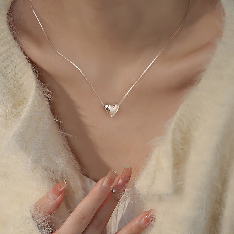 S925 pure silver heart pendant necklace