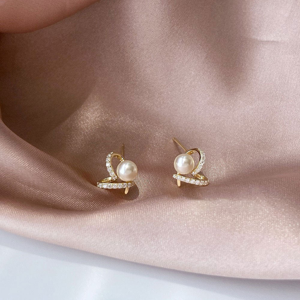 S925 pure silver heart set with super sparkling zircon earrings