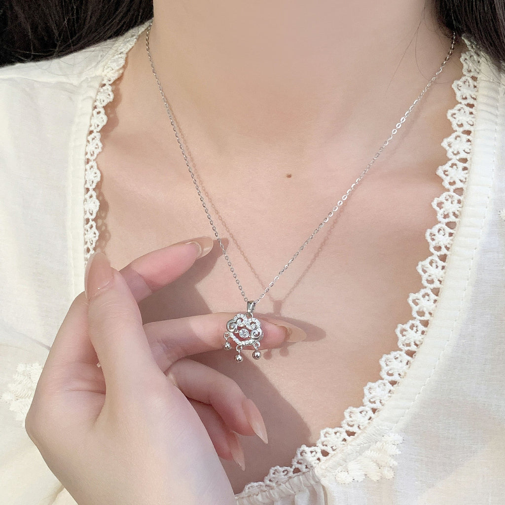 S925 sterling silver  pendant necklace - silvery