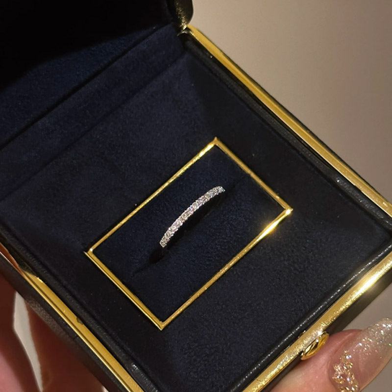 S925 silver inlaid zirconium closed ring
