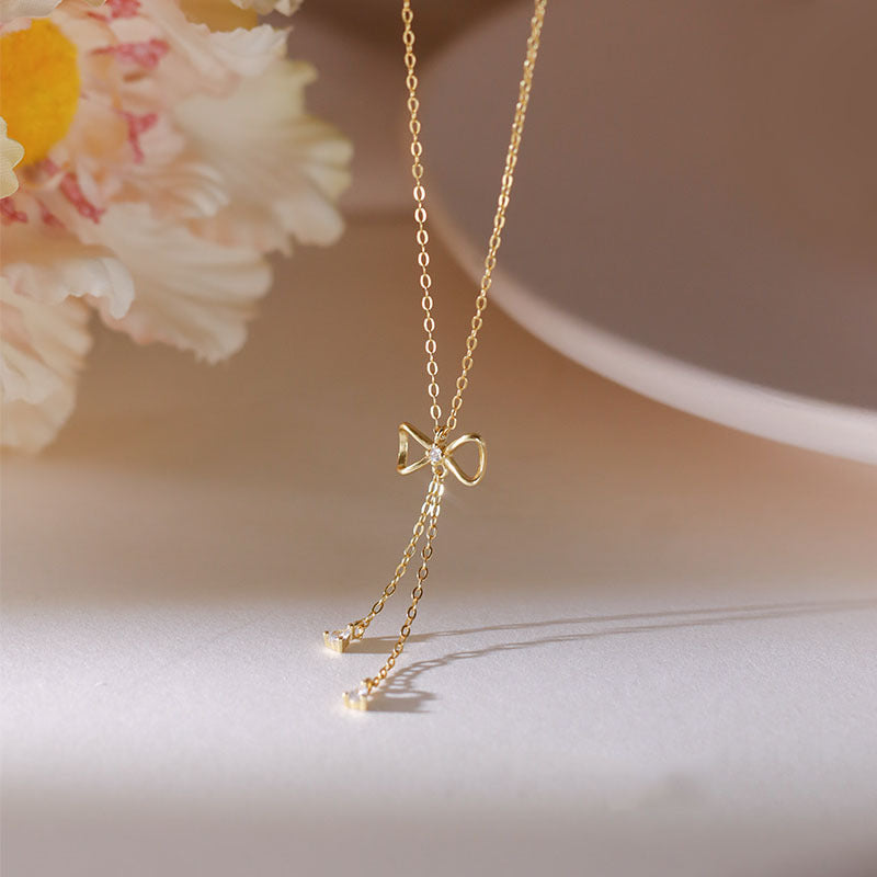 925 sterling silver bowknot necklace