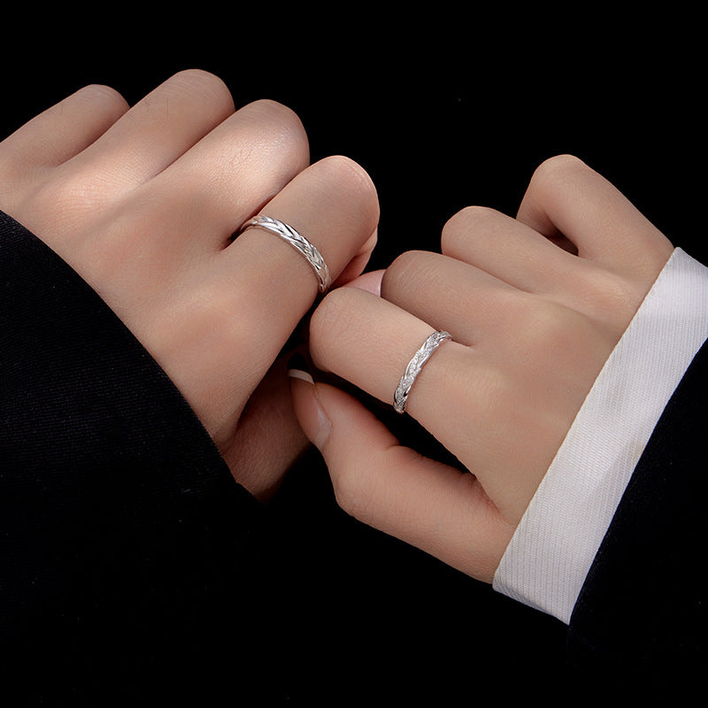 925 sterling silver couple's ring - silvery