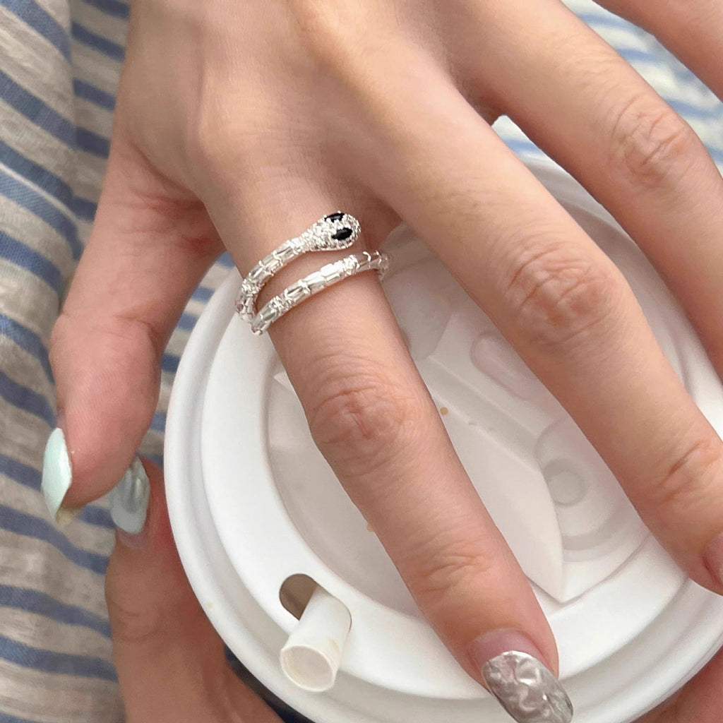 S925 sterling silver snake shaped ring