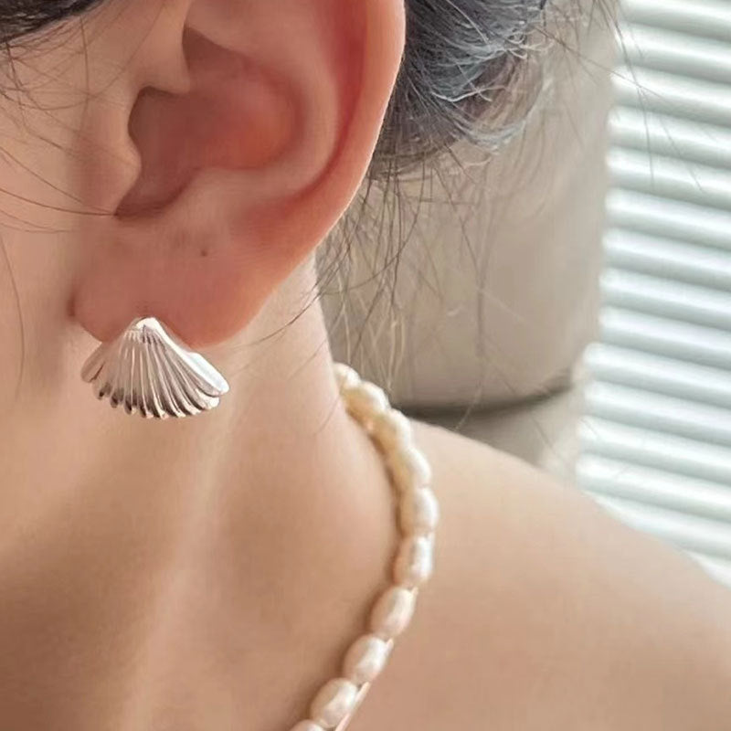 925 sterling silver shell shaped earrings