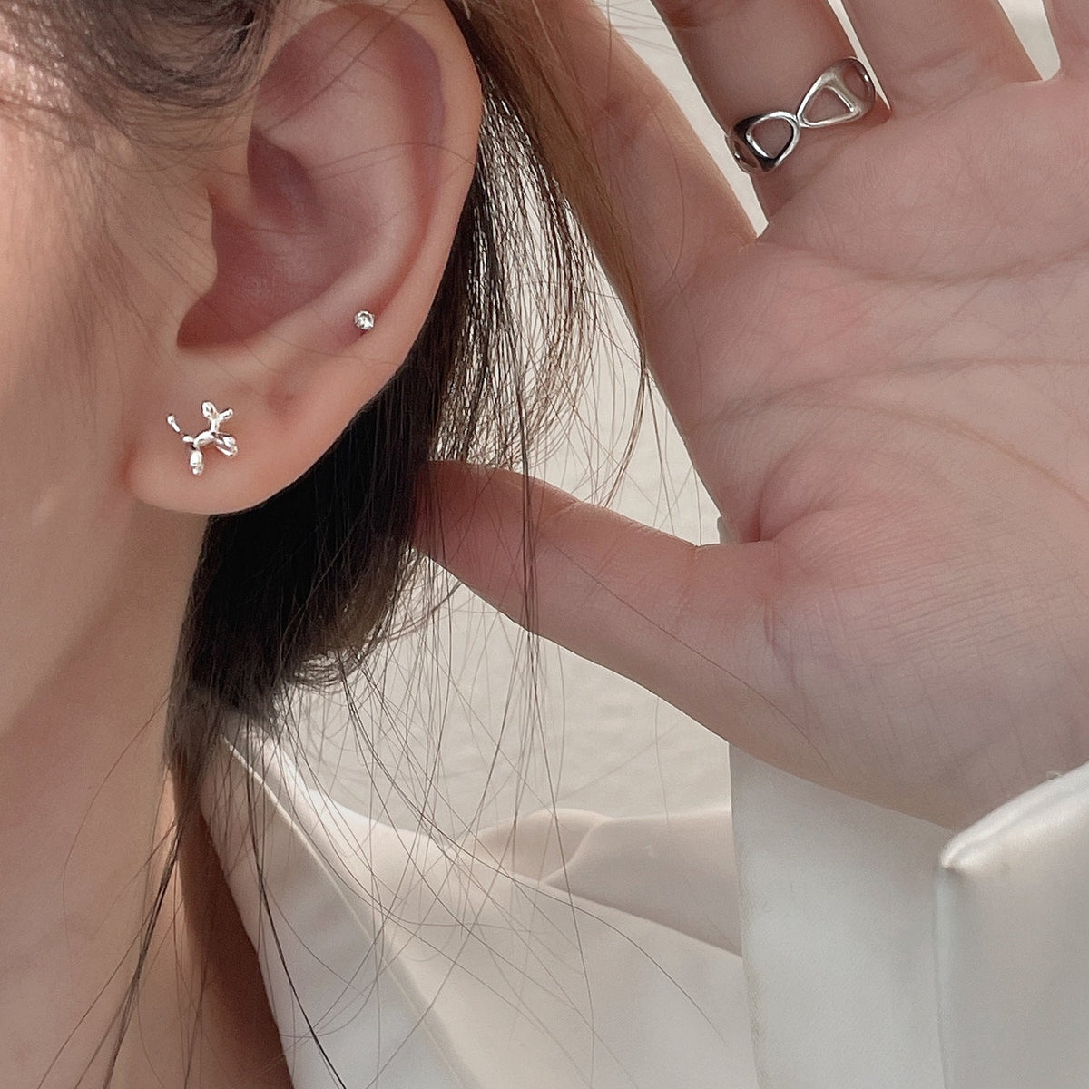 925 sterling silver small earrings - silvery
