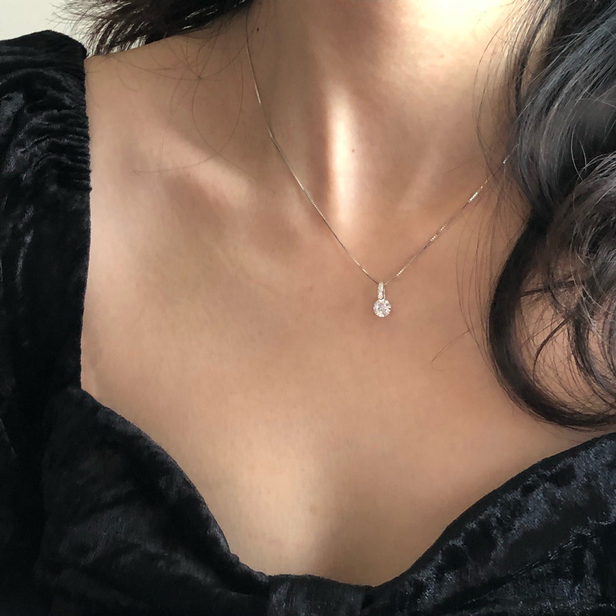 925 sterling silver zircon necklace