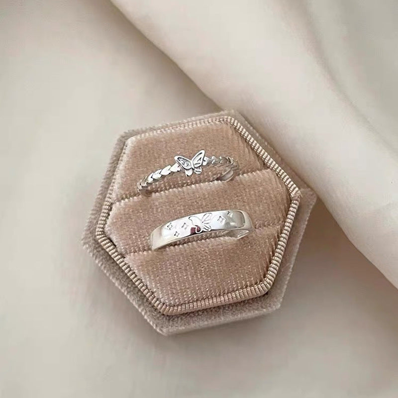S925 sterling silver butterfly ring - silvery
