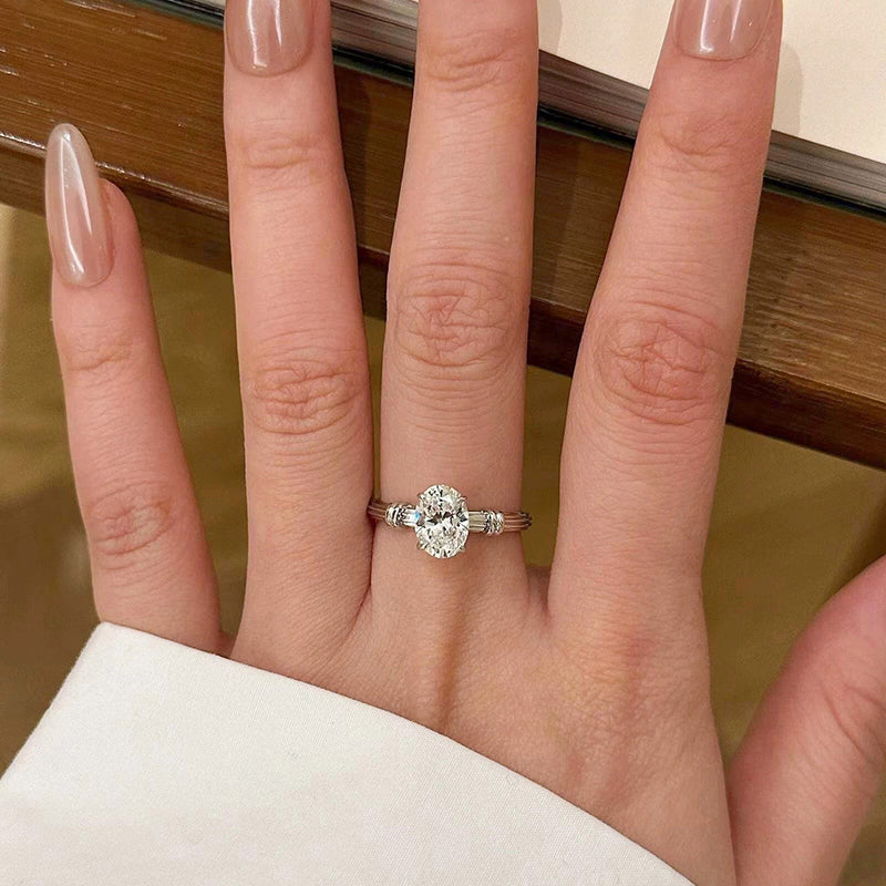 925 sterling silver sparkling zirconium engagement ring