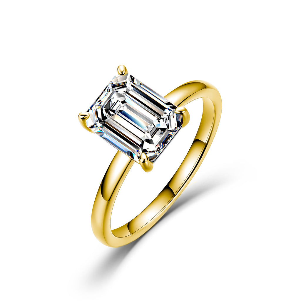 Emerald Cut Moissanite Engagement Ring