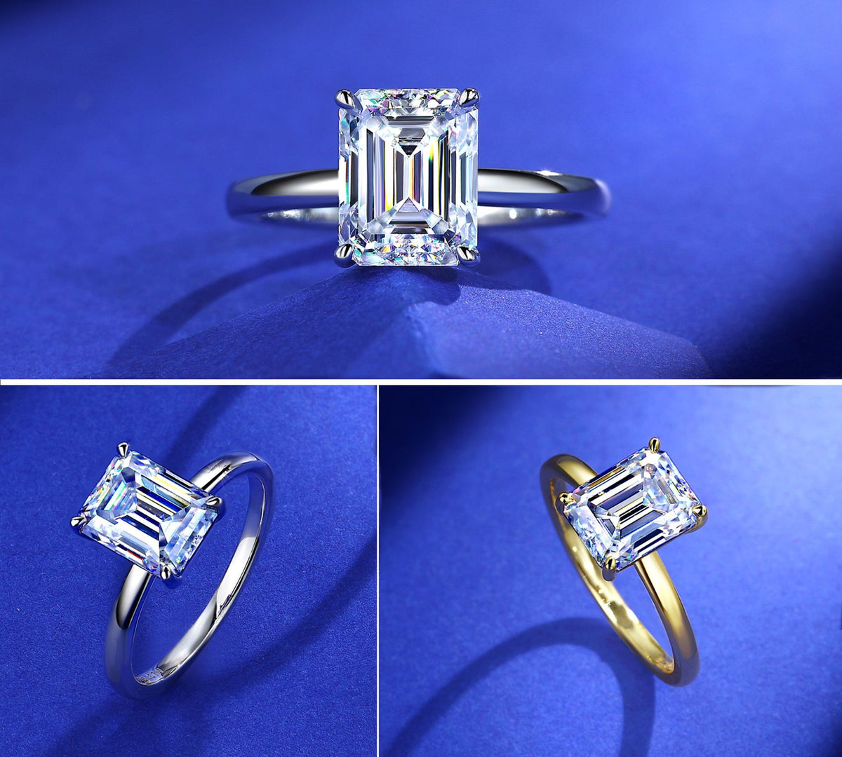 Emerald Cut Moissanite Engagement Ring – detail view 3