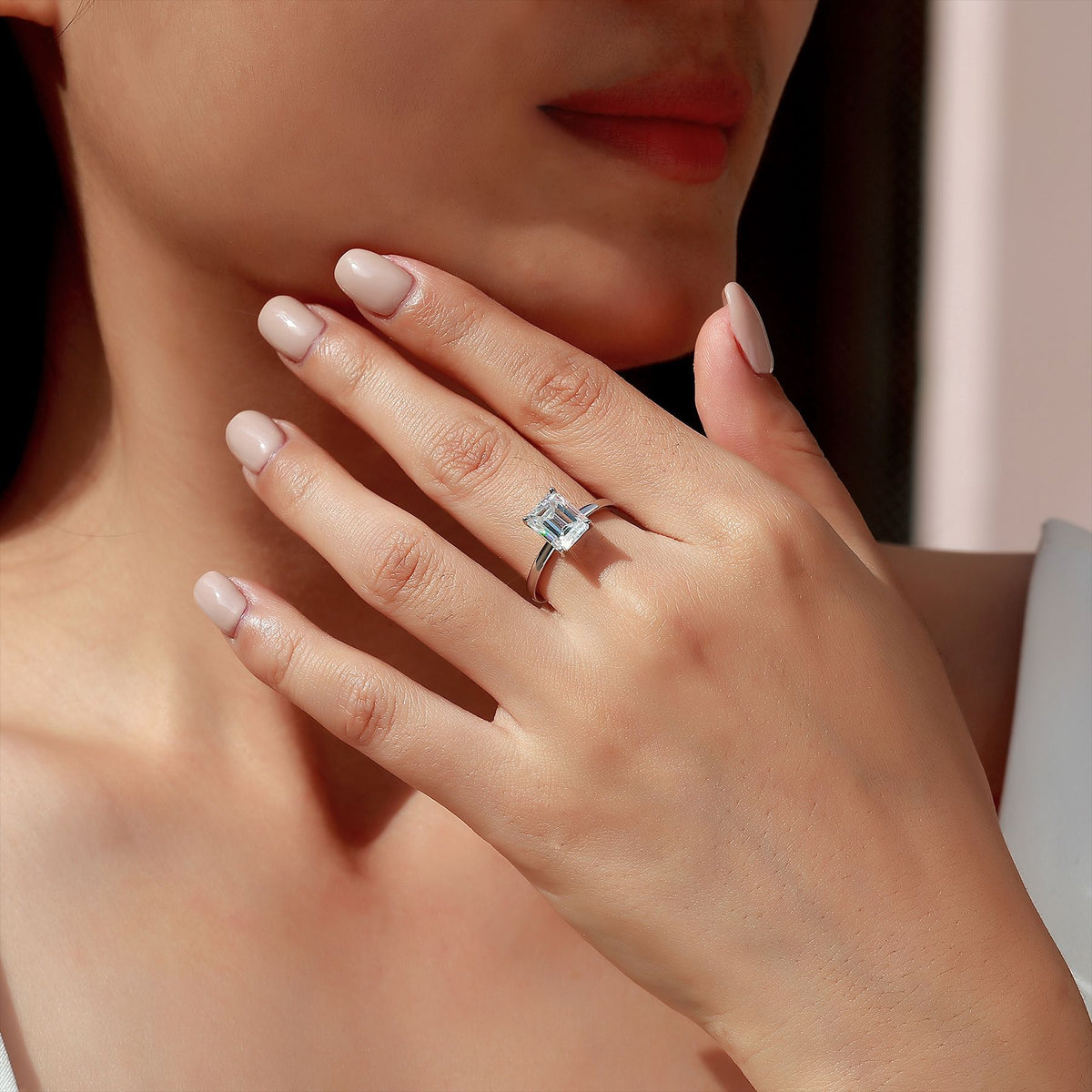 Emerald Cut Moissanite Engagement Ring – image 5