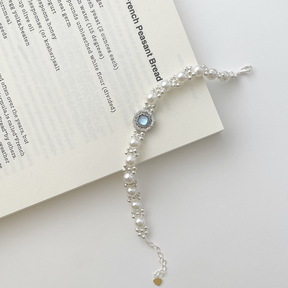S925 sterling silver bead bracelet - silvery