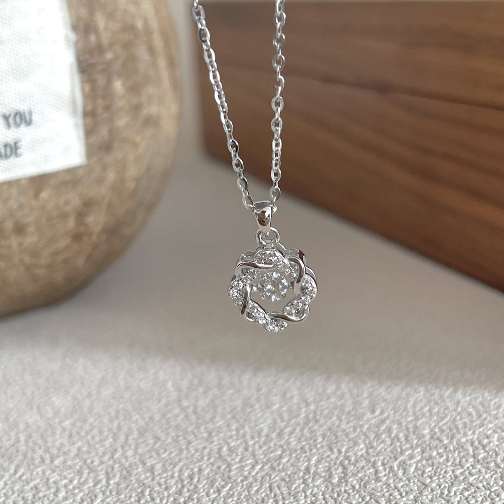 925 sterling silver sparkling zirconium pendant necklace - silvery