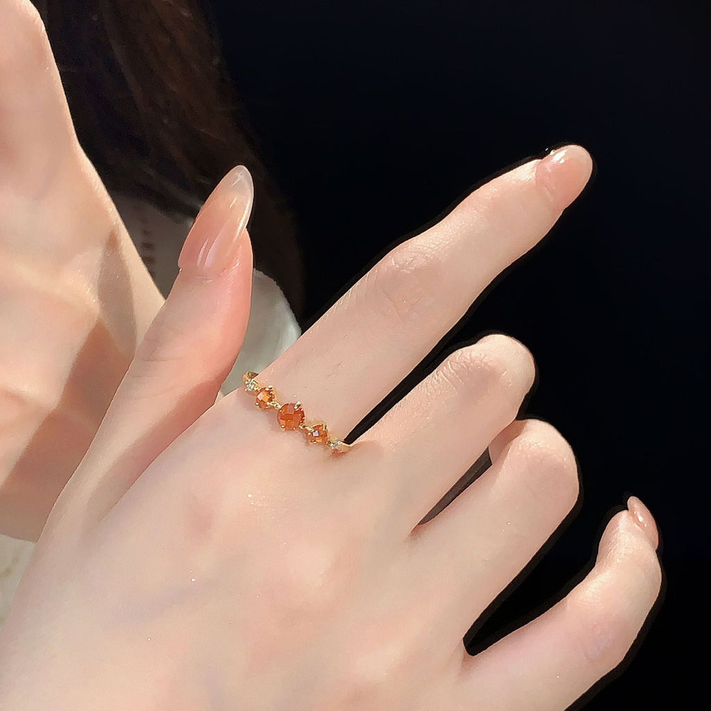 925 sterling silver sparkling zirconium ring - golden