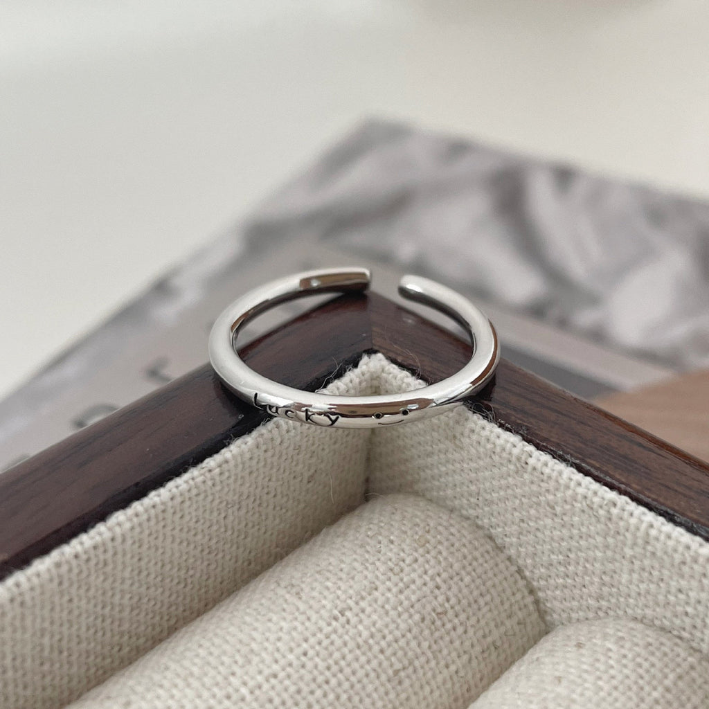 925 sterling silver LUCKY letter ring - silvery