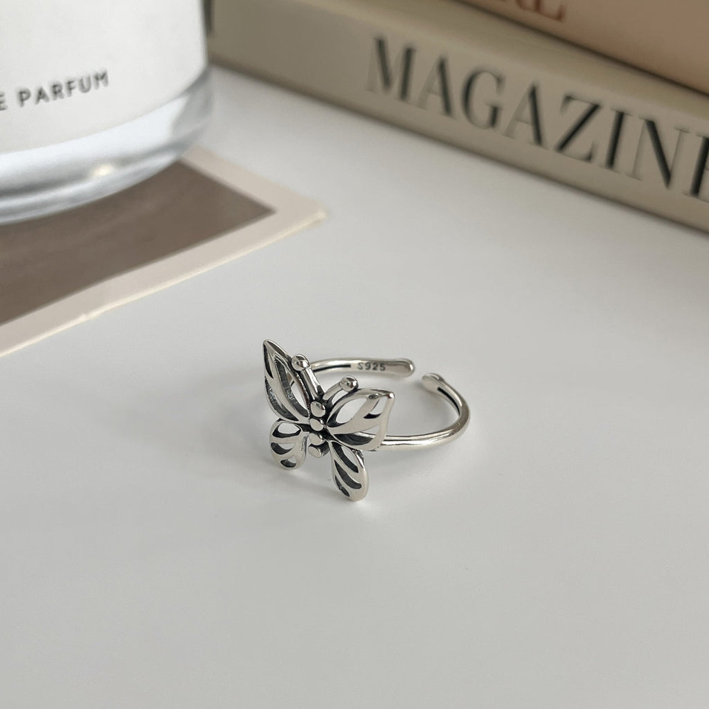 925 sterling silver butterfly shaped ring - silvery